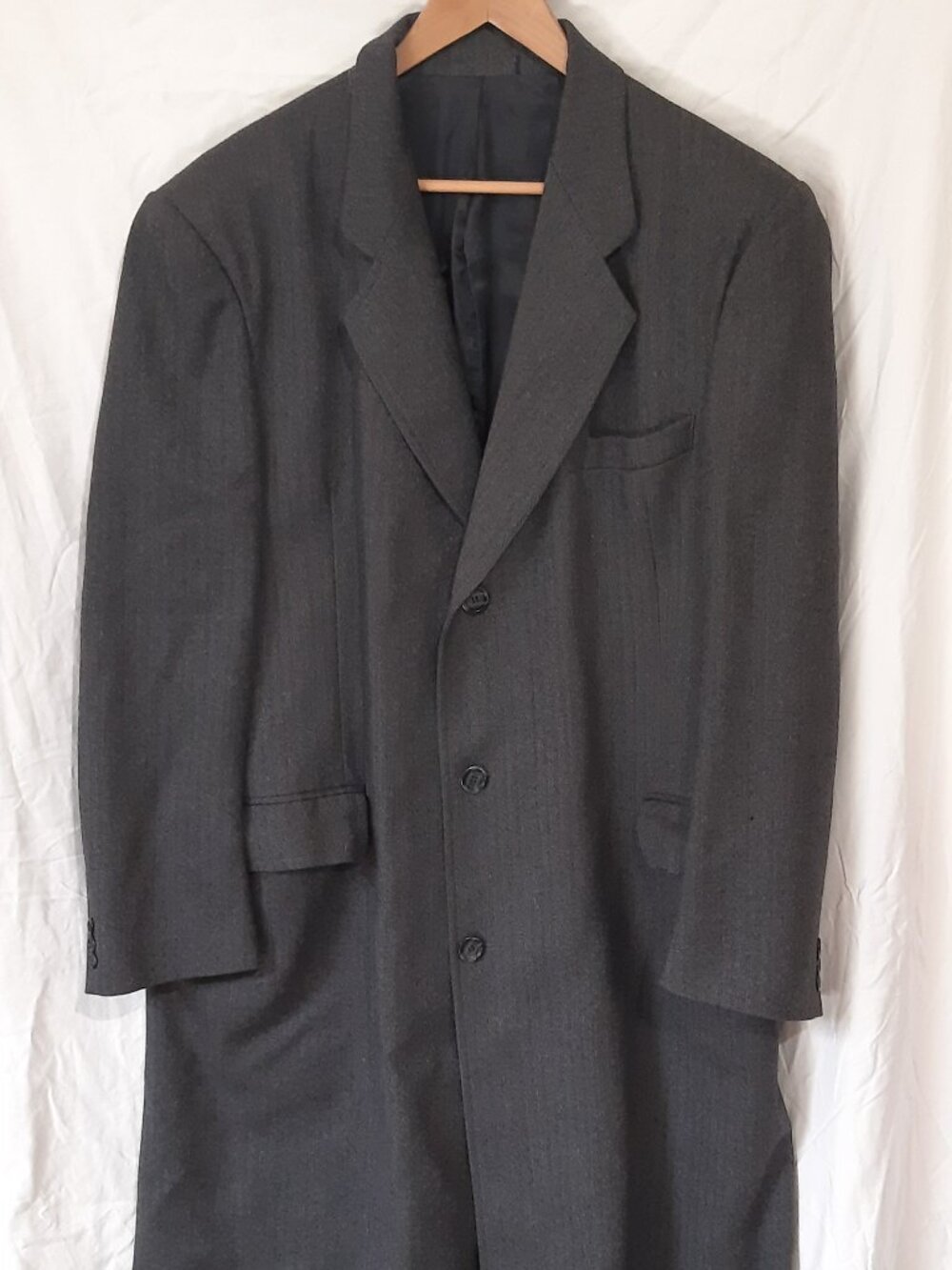 Marc Jeffries Grey Wool Overcoat, Men's 44L
